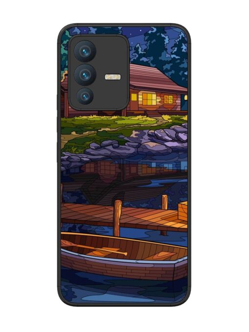 Village Night Scene Glossy Metal Phone Cover for Vivo V23 (5G)