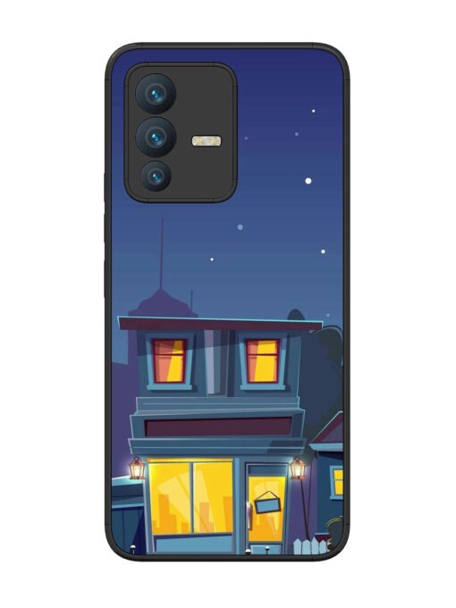 Vector Night House Glossy Metal Phone Cover for Vivo V23 (5G) Zapvi