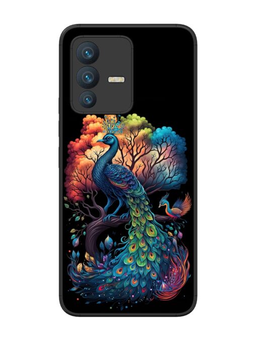 Peacock Tree Art Glossy Metal Phone Cover for Vivo V23 (5G) Zapvi