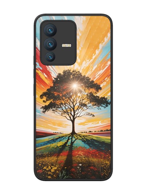 Abstract Tree Colorful Art Glossy Metal Phone Cover for Vivo V23 (5G) Zapvi