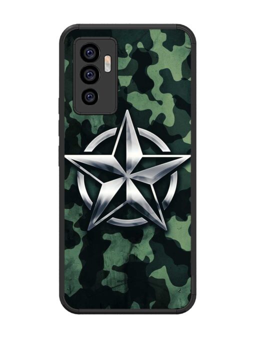 Indian Army Star Design Glossy Metal Phone Cover for Vivo V23E (5G)