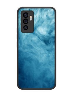 Blue Smoke Art Glossy Metal Phone Cover for Vivo V23E (5G)