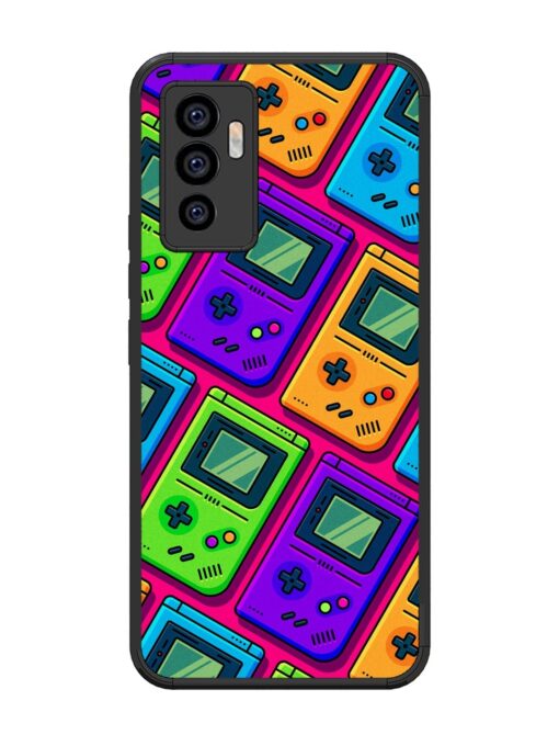 Game Seamless Pattern Glossy Metal Phone Cover for Vivo V23E (5G) Zapvi