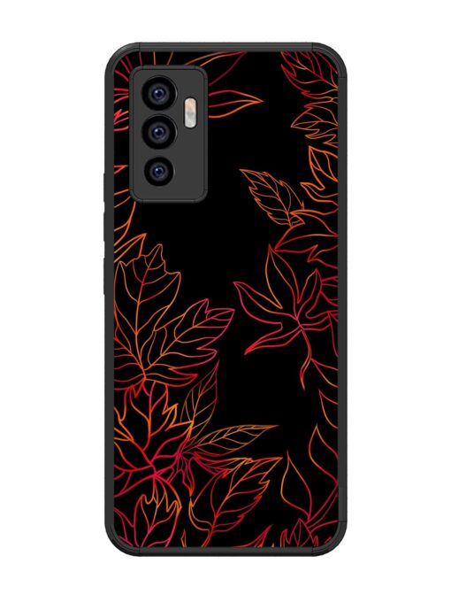 Red Floral Pattern Glossy Metal Phone Cover for Vivo V23E (5G) Zapvi