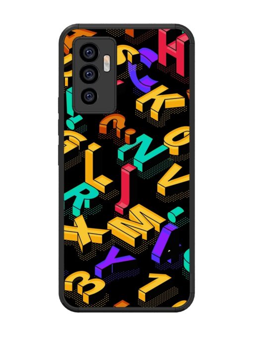 Seamless Pattern With Letters Glossy Metal Phone Cover for Vivo V23E (5G) Zapvi