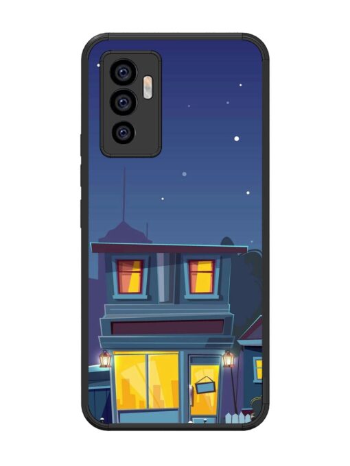 Vector Night House Glossy Metal Phone Cover for Vivo V23E (5G) Zapvi