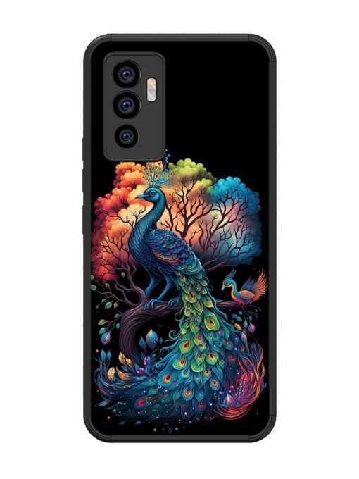 Peacock Tree Art Glossy Metal Phone Cover for Vivo V23E (5G) Zapvi