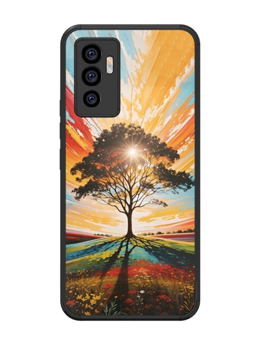 Abstract Tree Colorful Art Glossy Metal Phone Cover for Vivo V23E (5G) Zapvi