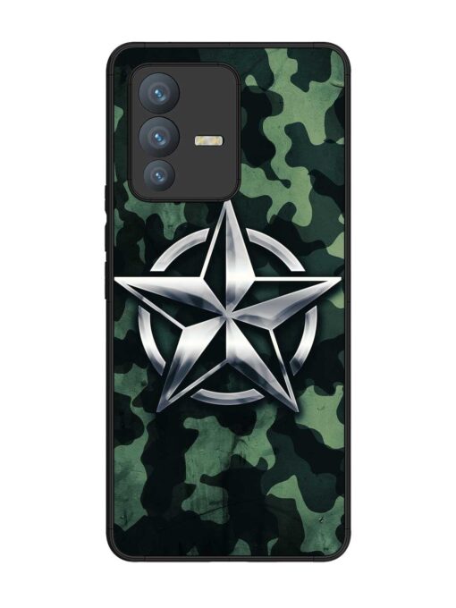 Indian Army Star Design Glossy Metal Phone Cover for Vivo V23 Pro (5G)