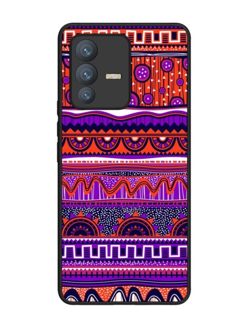 Ethnic Seamless Pattern Glossy Metal TPU Phone Cover for Vivo V23 Pro (5G)