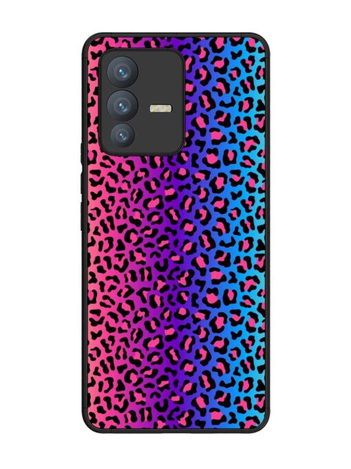 Colorful Leopard Seamless Glossy Metal Phone Cover for Vivo V23 Pro (5G)