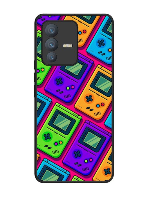 Game Seamless Pattern Glossy Metal Phone Cover for Vivo V23 Pro (5G)