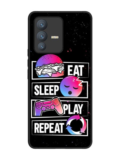 Eat Sleep Play Repeat Glossy Metal Phone Cover for Vivo V23 Pro (5G)