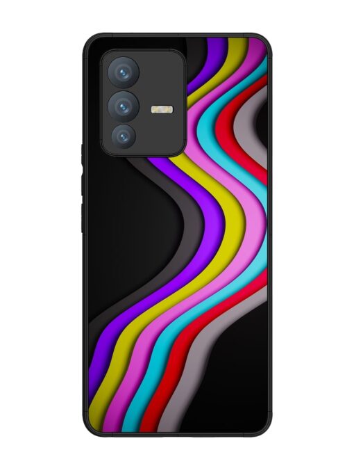 Liquid Blue Abstract Glossy Metal Phone Cover for Vivo V23 Pro (5G)