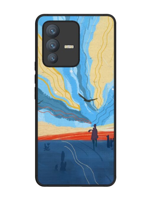 Minimal Abstract Landscape Glossy Metal Phone Cover for Vivo V23 Pro (5G)