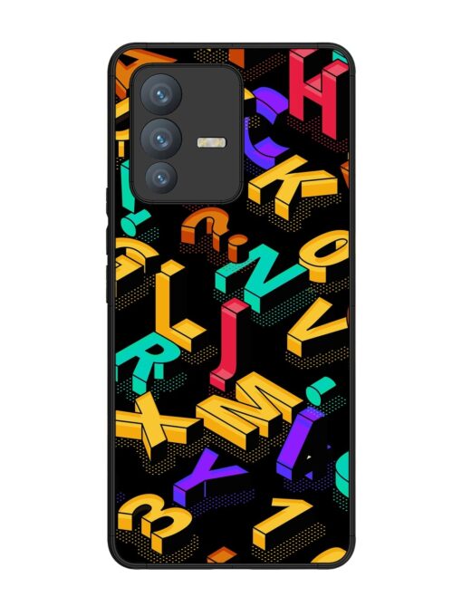 Seamless Pattern With Letters Glossy Metal Phone Cover for Vivo V23 Pro (5G) Zapvi