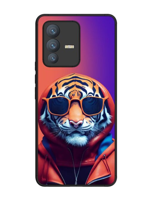 Tiger Animation Glossy Metal Phone Cover for Vivo V23 Pro (5G)