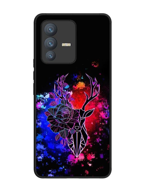 Floral Deer Art Glossy Metal Phone Cover for Vivo V23 Pro (5G) Zapvi