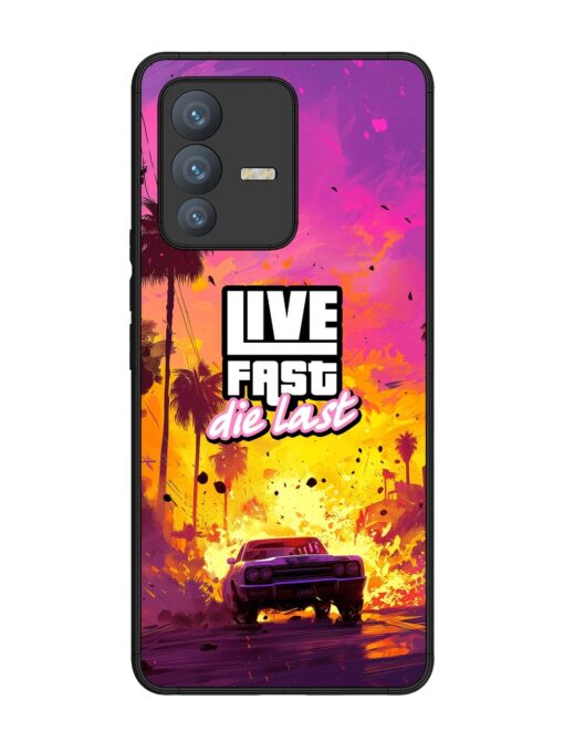 Live Fast Glossy Metal Phone Cover for Vivo V23 Pro (5G)