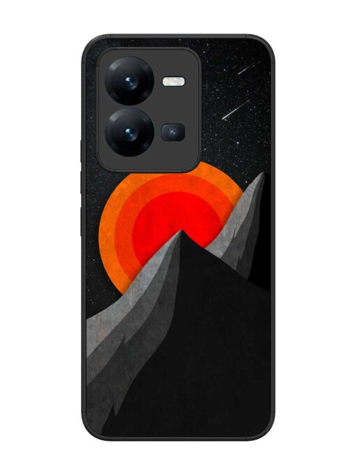 Black Mountain Glossy Metal Phone Cover for Vivo V25 (5G) Zapvi