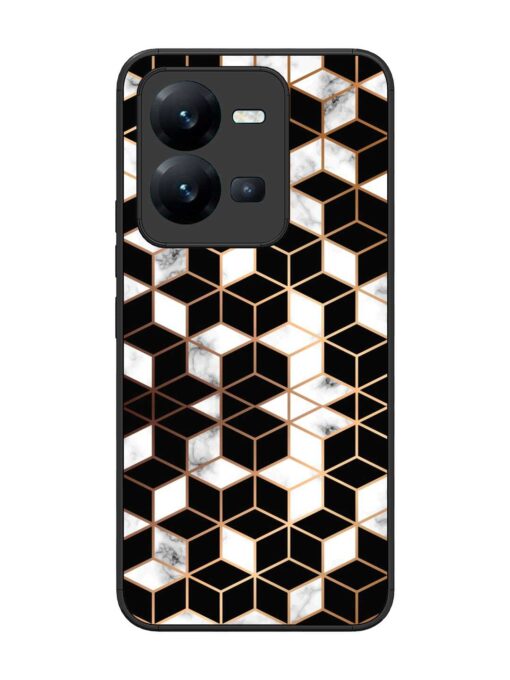 Vector Marble Texture Glossy Metal Phone Cover for Vivo V25 (5G)