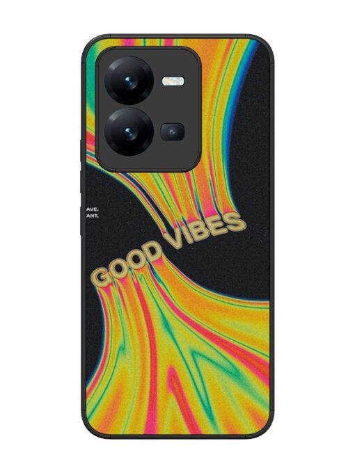 Good Vibes Glossy Metal Phone Cover for Vivo V25 (5G) Zapvi