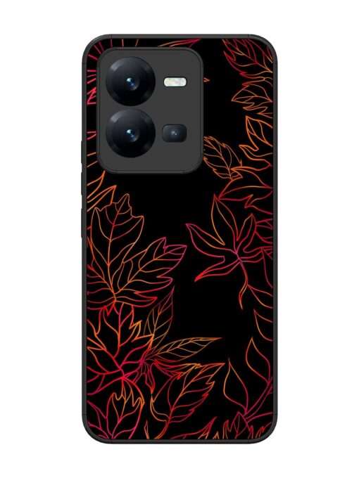 Red Floral Pattern Glossy Metal Phone Cover for Vivo V25 (5G) Zapvi