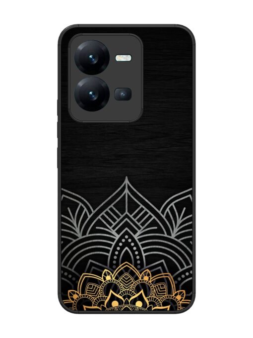 Decorative Golden Pattern Glossy Metal Phone Cover for Vivo V25 (5G) Zapvi