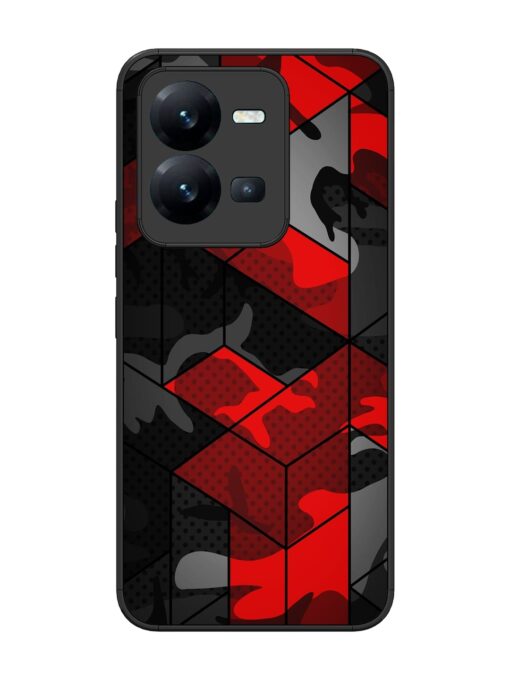 Royal Red Camouflage Pattern Glossy Metal Phone Cover for Vivo V25 (5G) Zapvi