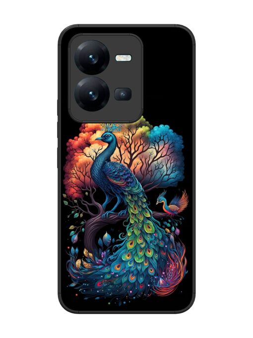 Peacock Tree Art Glossy Metal Phone Cover for Vivo V25 (5G) Zapvi