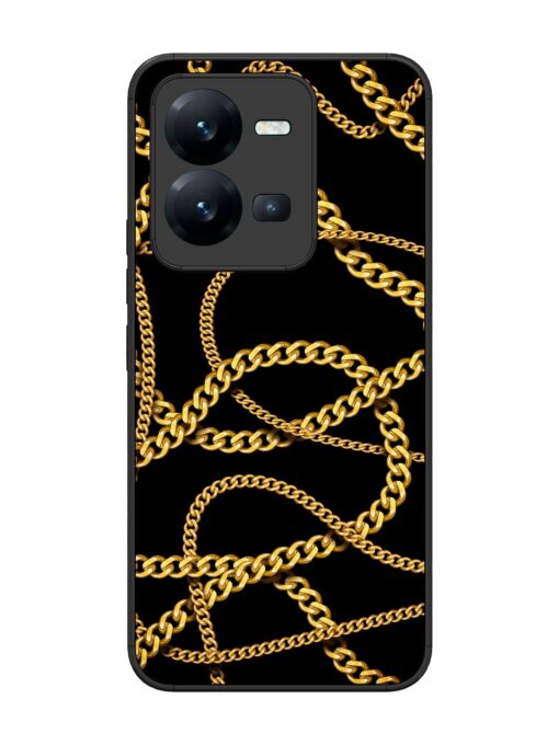 Decorative Golde Chain Glossy Metal Phone Cover for Vivo V25 (5G) Zapvi