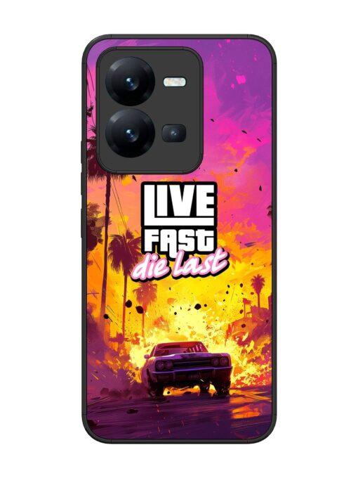 Live Fast Glossy Metal Phone Cover for Vivo V25 (5G) Zapvi