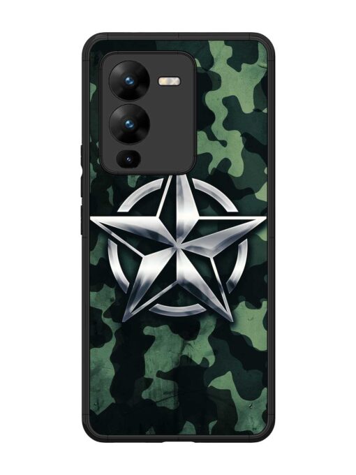 Indian Army Star Design Glossy Metal Phone Cover for Vivo V25 Pro (5G)