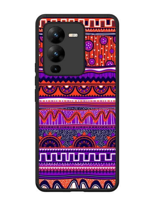 Ethnic Seamless Pattern Glossy Metal TPU Phone Cover for Vivo V25 Pro (5G)