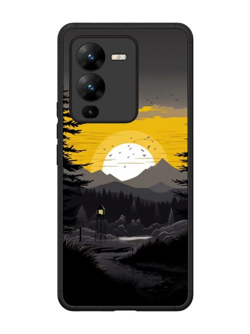 Sunset Vector Glossy Metal Phone Cover for Vivo V25 Pro (5G) Zapvi