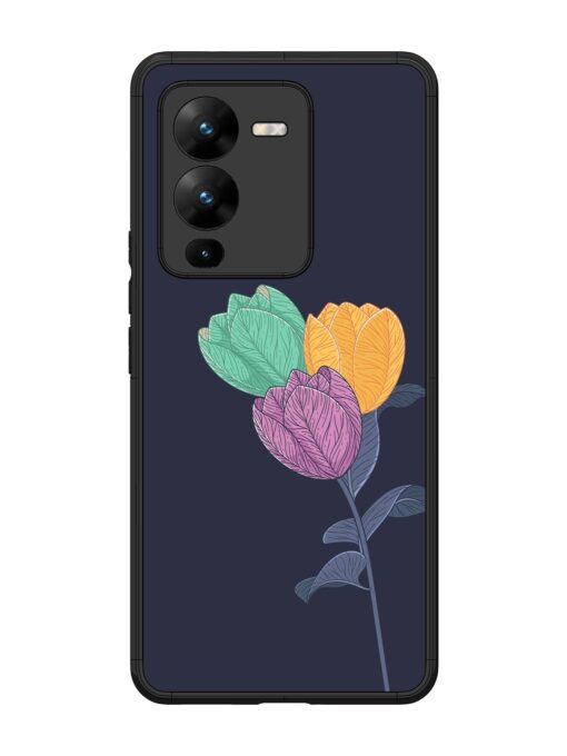 Flower Vector Glossy Metal Phone Cover for Vivo V25 Pro (5G) Zapvi