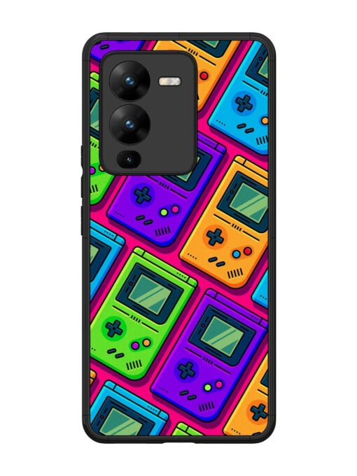 Game Seamless Pattern Glossy Metal Phone Cover for Vivo V25 Pro (5G) Zapvi