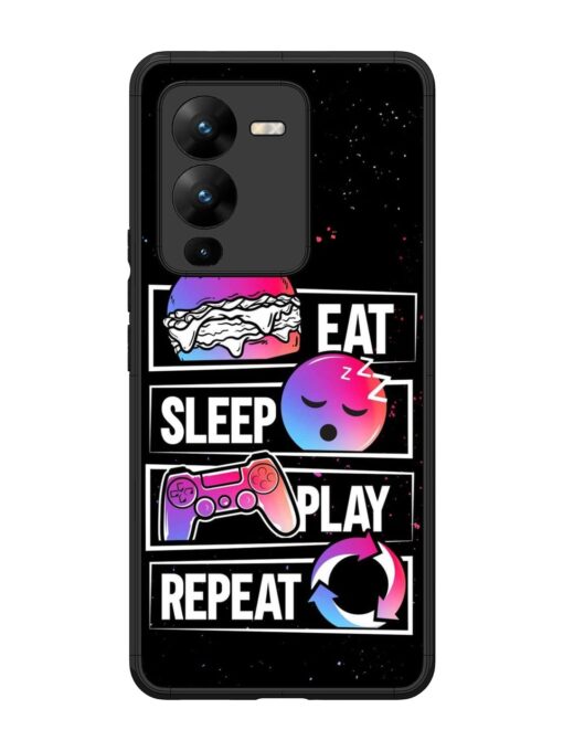 Eat Sleep Play Repeat Glossy Metal Phone Cover for Vivo V25 Pro (5G) Zapvi