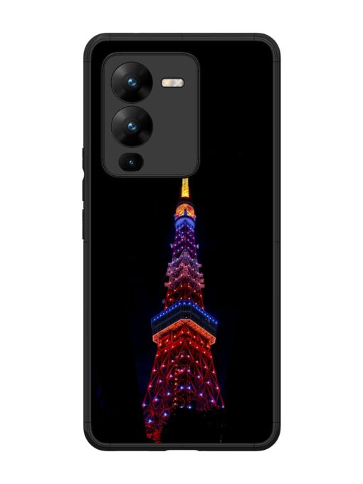 Eiffel Tower Night View Glossy Metal Phone Cover for Vivo V25 Pro (5G) Zapvi