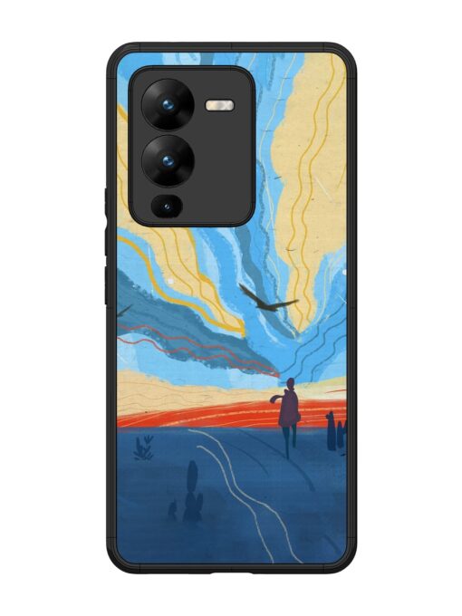 Minimal Abstract Landscape Glossy Metal Phone Cover for Vivo V25 Pro (5G) Zapvi