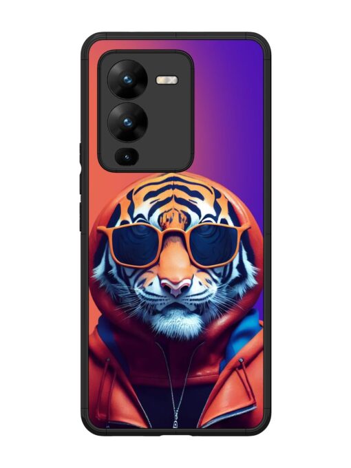 Tiger Animation Glossy Metal Phone Cover for Vivo V25 Pro (5G)