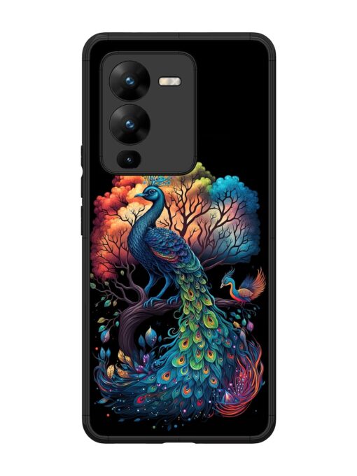 Peacock Tree Art Glossy Metal Phone Cover for Vivo V25 Pro (5G) Zapvi