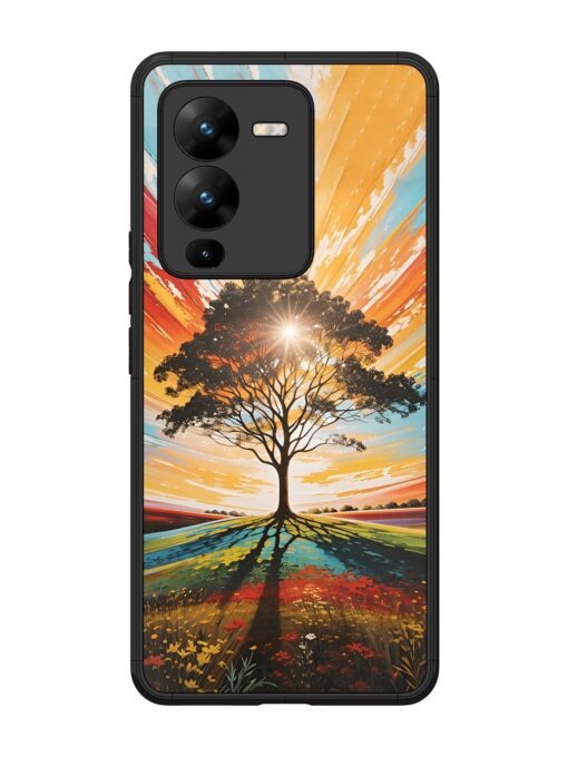 Abstract Tree Colorful Art Glossy Metal Phone Cover for Vivo V25 Pro (5G) Zapvi