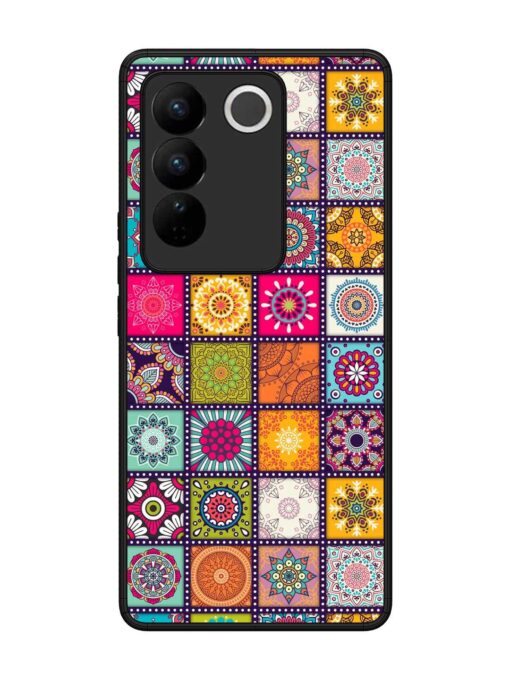 Seamless Pattern Vintage Glossy Metal Phone Cover for Vivo V27 (5G)