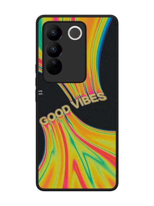 Good Vibes Glossy Metal Phone Cover for Vivo V27 (5G)