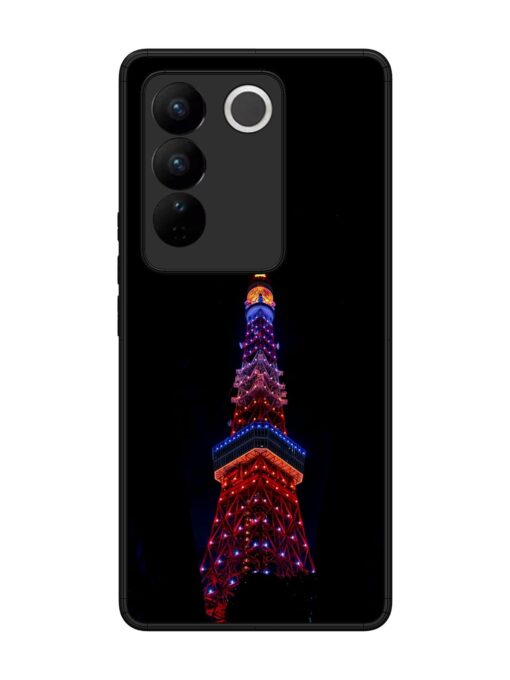 Eiffel Tower Night View Glossy Metal Phone Cover for Vivo V27 (5G) Zapvi