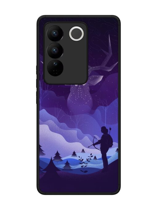 Deer Forest River Glossy Metal Phone Cover for Vivo V27 (5G)