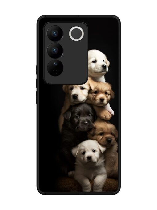 Cute Baby Dogs Glossy Metal Phone Cover for Vivo V27 (5G) Zapvi