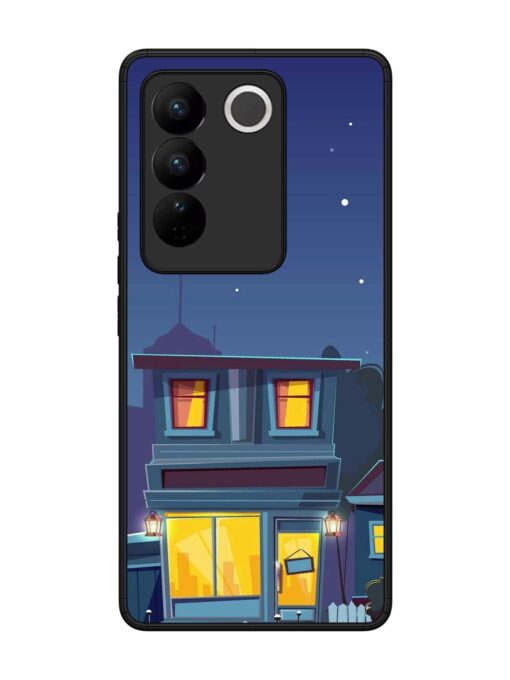 Vector Night House Glossy Metal Phone Cover for Vivo V27 (5G)