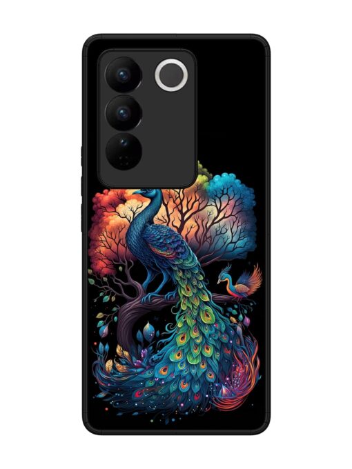 Peacock Tree Art Glossy Metal Phone Cover for Vivo V27 (5G) Zapvi